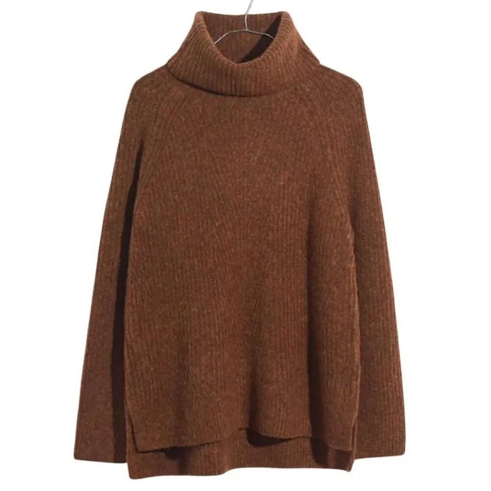 Madewell Sweater Women's XS Brown Mercer Turtleneck Coziest Yarn Soft Warm